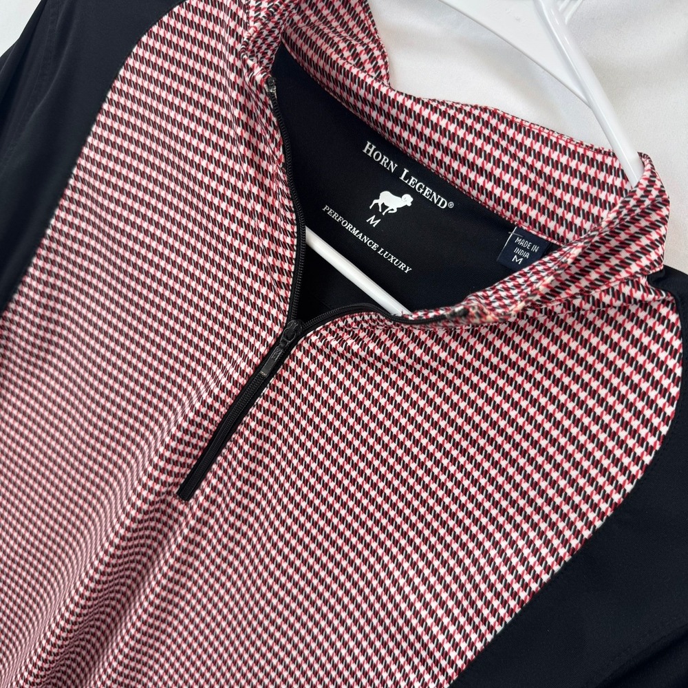 Horn Legend M Performance Luxury 1/4 Zip Pullover Houndstooth Red Black Golf